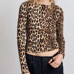 Damson Madder Lua Pointelle Long Sleeve Top - Leopard